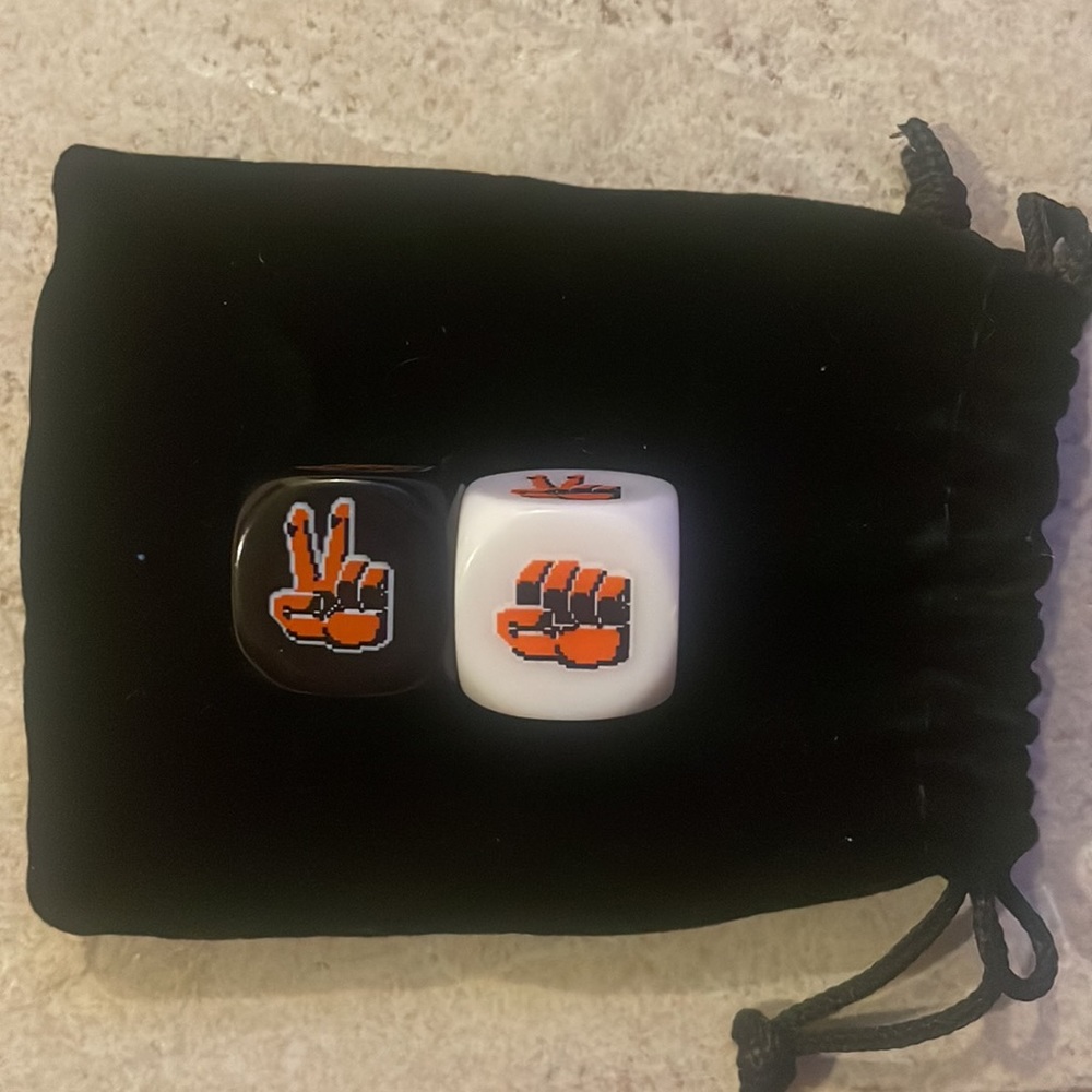 COPY - Never Used Two White and Black Rock, Paper, Scissors Die - Picture 2 of 5